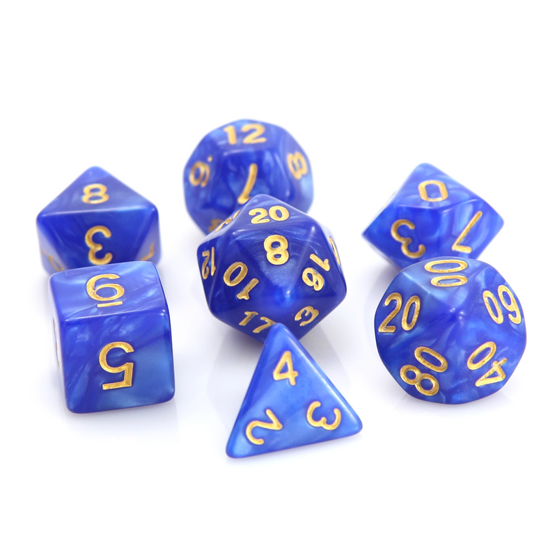 Die Hard Dice 7 Die RPG Dice Set: Blue Swirl with Gold