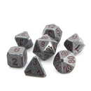 Die Hard Dice 7 Die Metal Dice Set: Forge Raw Steel with Dark Red
