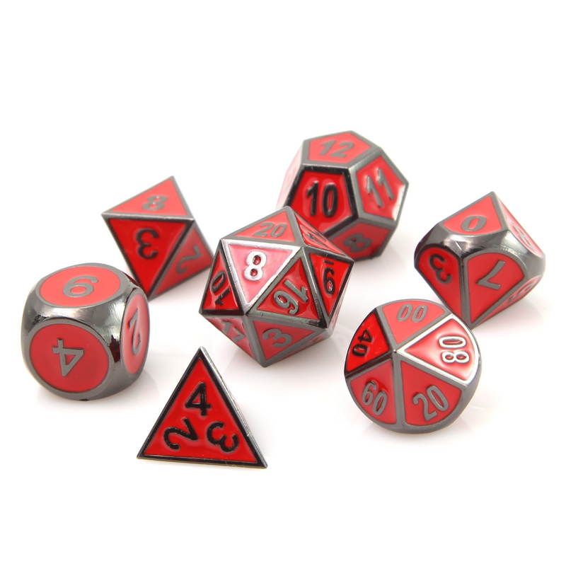 Die Hard Dice 7 Die Metal Dice Set: Gothica - Sinister Red