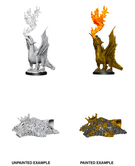 Wizkids: Nolzur's Marvelous Miniatures: Gold Dragon Wyrmling & Half Eaten Treasure Pile