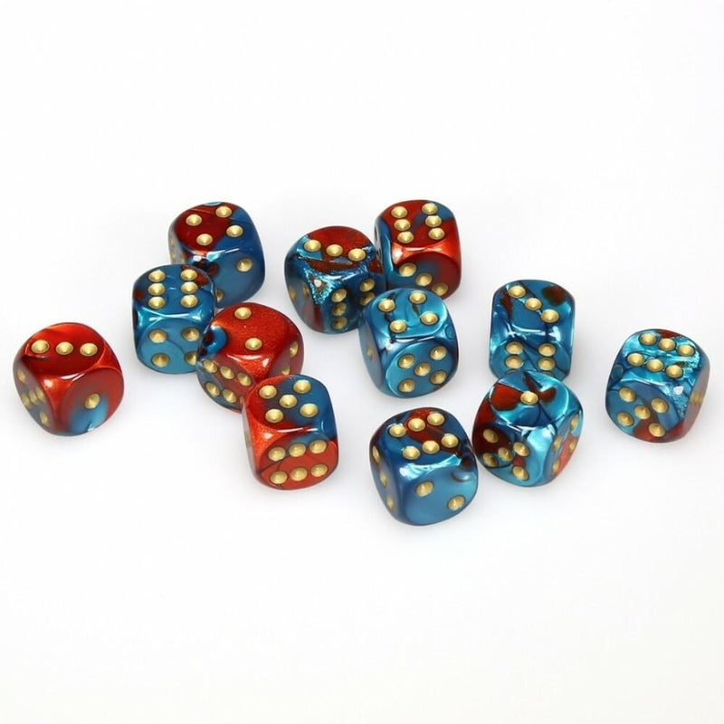 Chessex Gemini: 16MM D6 Red-Teal/Gold (12)