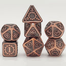 Hymgho Solid Metal Gear Dice - Brushed Ancient Copper Polyhedral Set (7)