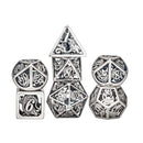 Hymgho Hollow Metal Dragon Dice - Ancient Silver Polyhedral Dice (7)