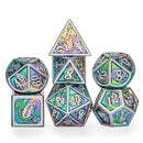 Hymgho Solid Metal Dragon Dice - Brushed Rainbow Polyhedral Set (7)