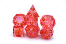 Hymgho Handmade Resin Dice - Pink Captured Magic Hand Sanded Sharp Edge Polyhedral Set (7)