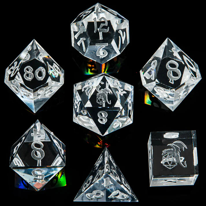 Hymgho Sharp Edge Resin Dice: Captured Magic White Crystal