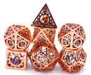 Hymgho Hollow Metal Gear Dice - Copper with Blue Polyhedral Dice (7)