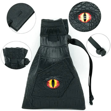 Foam Brain Games Black Leatherette Fire Demon Eye Dice Bag