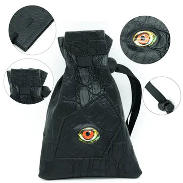 Foam Brain Games Black Leatherette Reptilian Eye Dice Bag