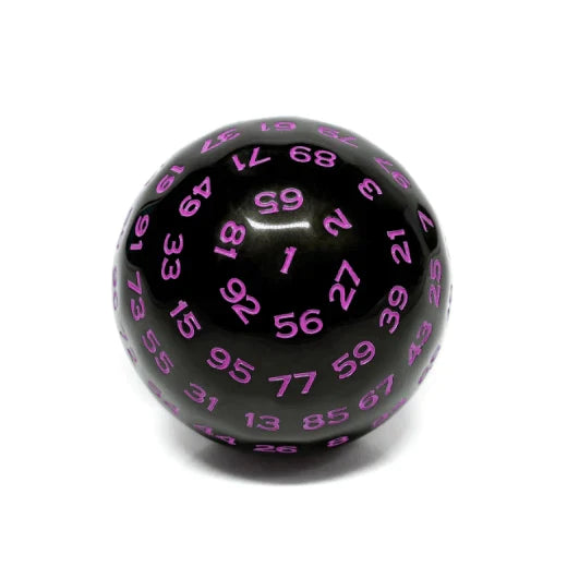 Foam Brain Games 100 Sided Die - Black Opaque with Purple (D100)