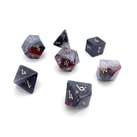 Norse Foundry 7 Die Gemstone RPG Dice Set: Bloodstone