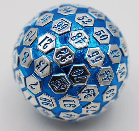 Foam Brain Games 45mm Metal D100 - Blue and Silver