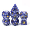 Foam Brain Games RPG Gemstone Dice Set - Blue Dot Engraved with Gold