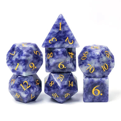 Foam Brain Games RPG Gemstone Dice Set - Blue Dot Engraved with Gold