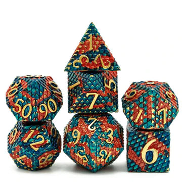 Foam Brain Games: Metal RPG Dice Set: Dragon Scale: Blue Fire