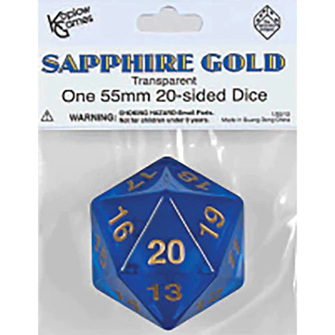 Koplow Games 20 Sided Die (55mm) Countdown D20 - Sapphire Gold
