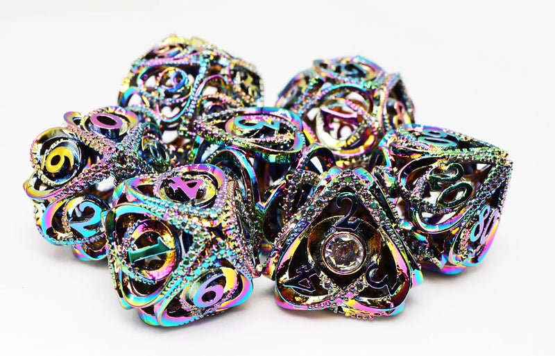 Foam Brain Games Burnt Opal Jeweled Hollow Hearts RPG Metal Dice Set