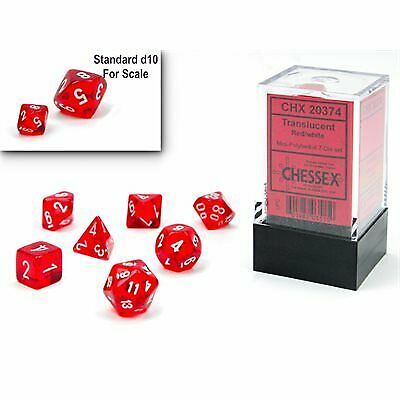 Chessex Mini Dice: Translucent - Red/White 7 Dice Set