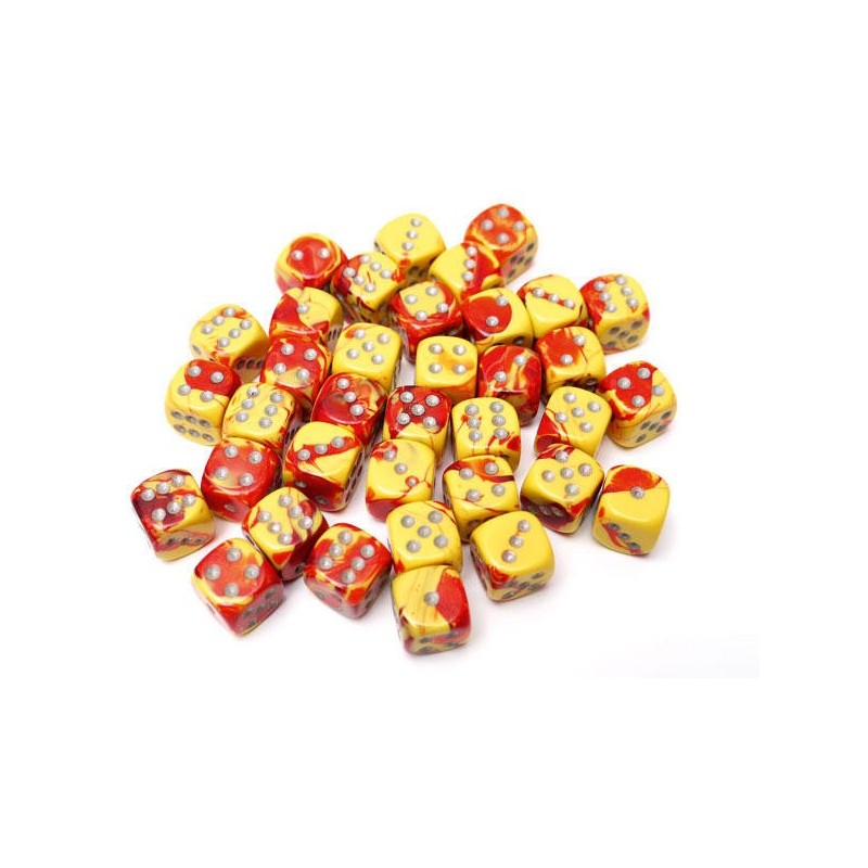 Chessex Gemini: 12MM D6 Red Yellow/Silver (36)
