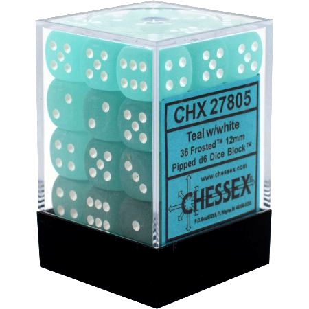 Chessex Frosted: 12MM D6  Teal/White (36)