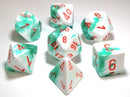 Chessex Gemini: Mint Green-White/Orange 7 Dice Set
