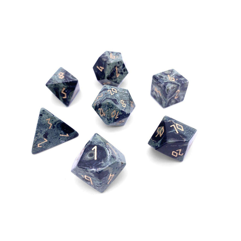 Norse Foundry 7 Die Gemstone RPG Dice Set: Crocodile Jasper