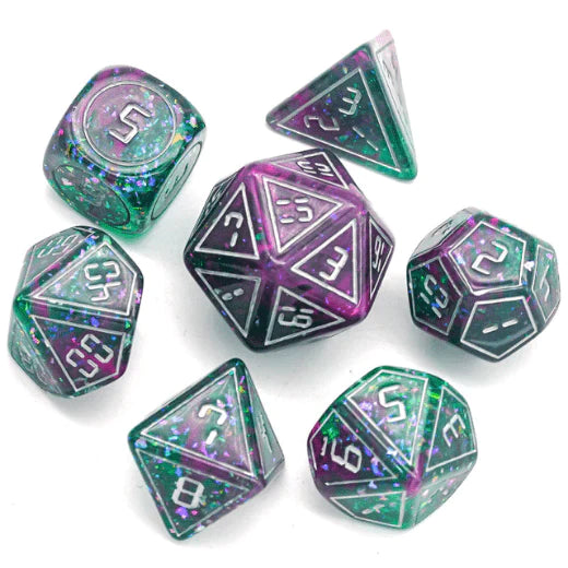 Foam Brain Games: Cybernated Pink & Green RPG Dice Set