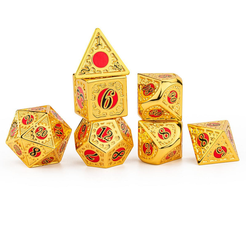 Hymgho Solid Metal Gear Dice - Gears of Providence Polyhedral Set (7)