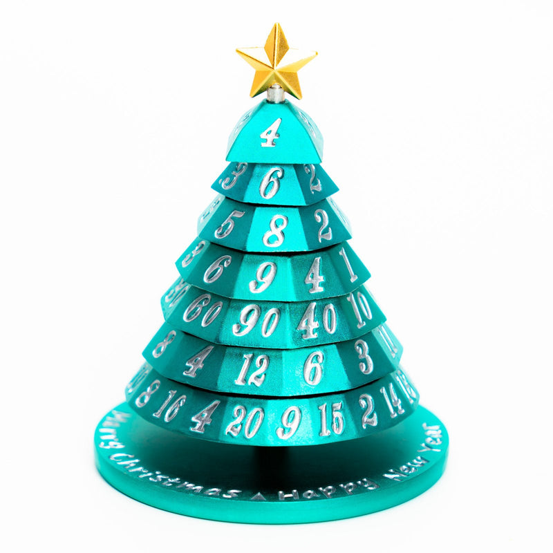 Hymgho Aluminum Christmas Tree 7 Dice Set- Forest Cyan