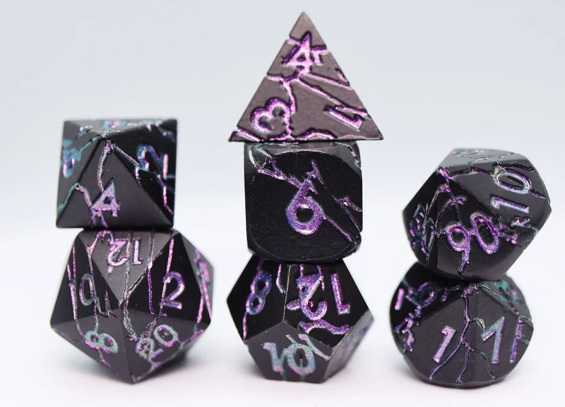 Foam Brain Games RPG Metal Dice Set - Purple Lightning