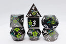 Foam Brain Games RPG Metal Dice Set - Black with Green Orchids