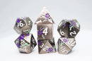 Foam Brain Games RPG Metal Dice Set - Silver with Purple Orchids