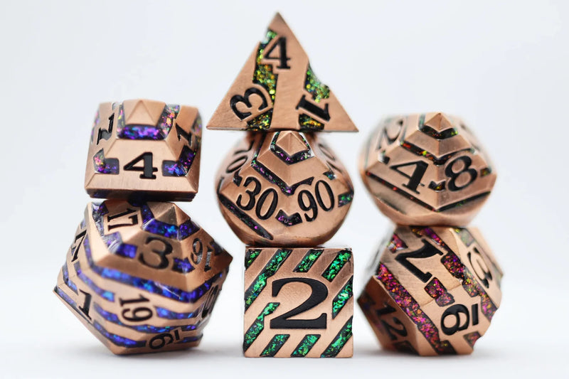Foam Brain Games RPG Metal Dice Set - Copper with Rainbow Mica