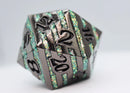Foam Brain Games: 35MM Metal D20: Black with Green Mica