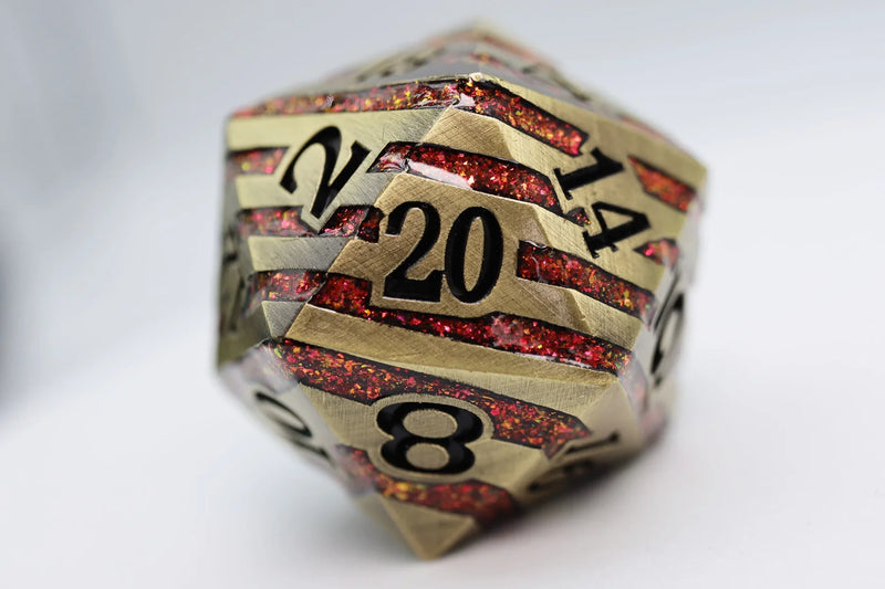 Foam Brain Games: 35MM Metal D20: Bronze with Red Mica