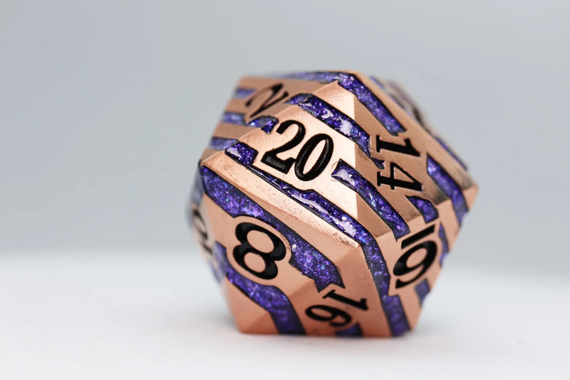Foam Brain Games 35MM Metal D20 - Copper with Purple Mica