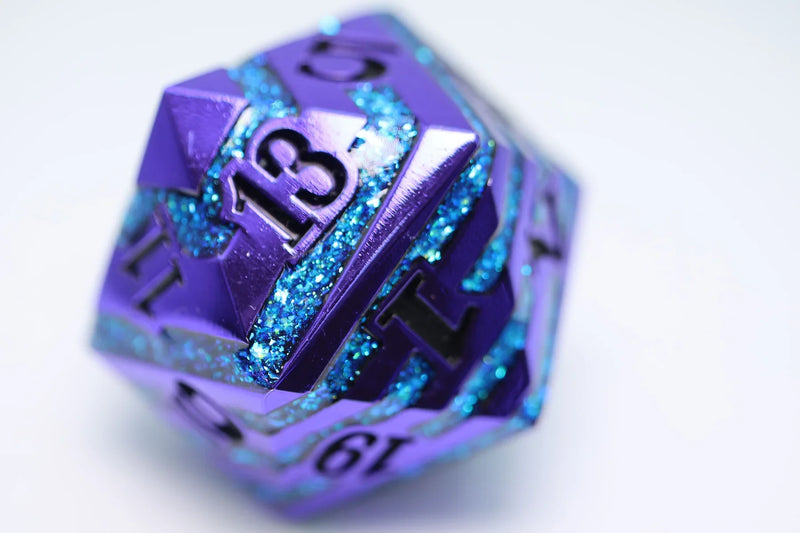 Foam Brain Games 35MM Metal D20 - Purple with Blue Mica