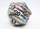 Foam Brain Games 35MM Metal D20 - Silver with Rainbow Mica