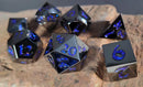 Forged Gaming Forged Lore Polished Gunmetal with Blue Mica  7 Piece Metal Dice Set