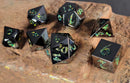 Forged Gaming Forged Lore Polished Gunmetal with Green Mica  7 Piece Metal Dice Set
