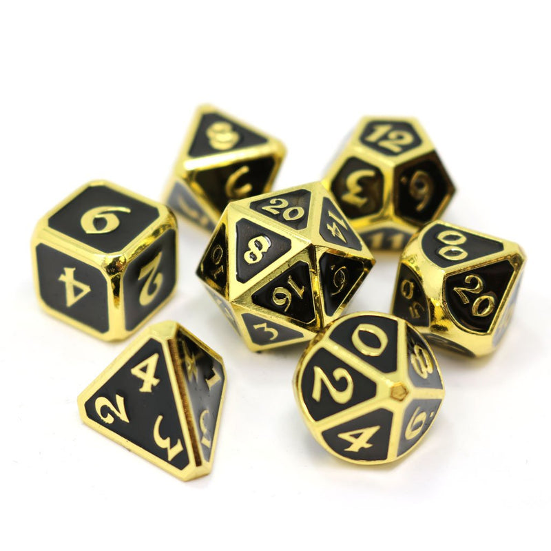 Die Hard Dice 7 Die Metal Dice Set: Mythica Gold Onyx