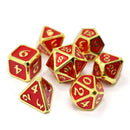 Die Hard Dice 7 Die Metal Dice Set: Mythica Gold Ruby