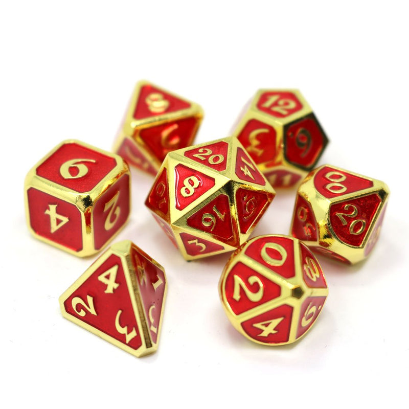 Die Hard Dice 7 Die Metal Dice Set: Mythica Gold Ruby
