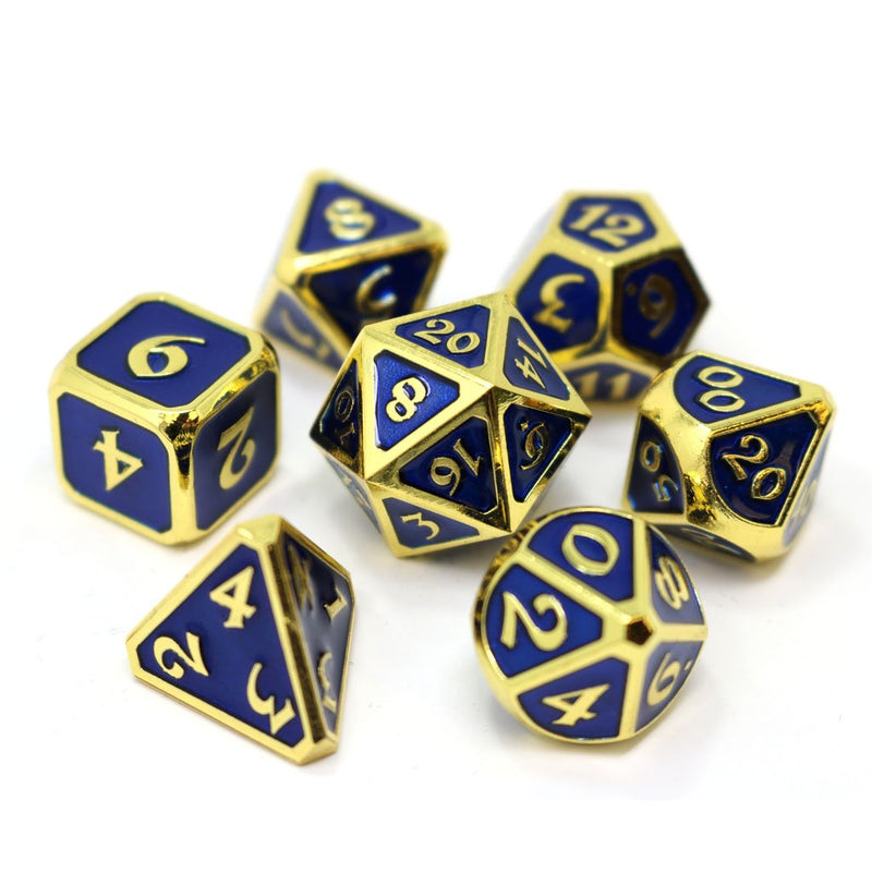 Die Hard Dice 7 Die Metal Dice Set: Mythica Gold Sapphire