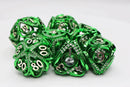 Foam Brain Games Green Jeweled Hollow Hearts RPG Metal Dice Set
