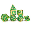 Hymgho Metal Behemoth Dice - Gold w/Green Polyhedral Set (7)