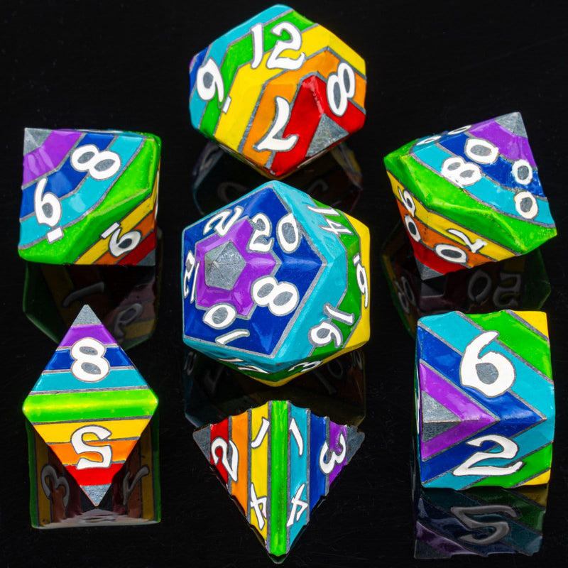 Hymgho Solid Metal Dice - Rainbow Pride Set (7)
