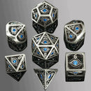 Hymgho Dragon's Eye Hollow Metal Dice Set - Aqua Blue Gems