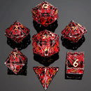 Hymgho Hollow Metal Bat Polyhedral Dice Set - Gun Metal and Red