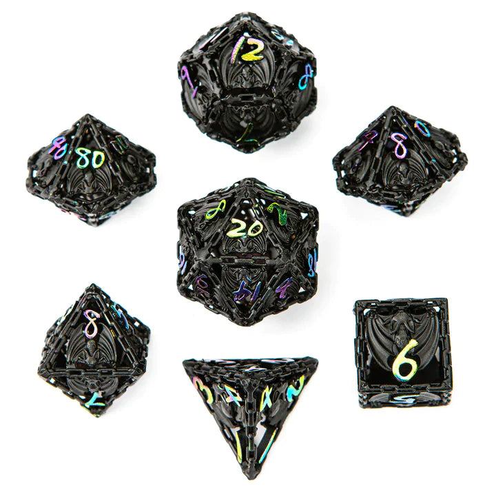 Hymgho Demon Cage Hollow Metal Dice: Black  Chromatic